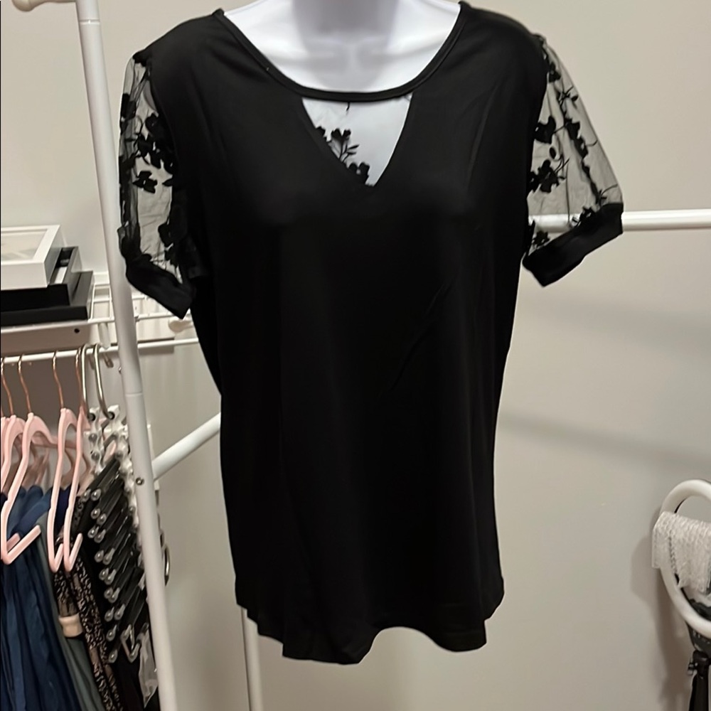 Elegant Black Sheer Sleeve Top